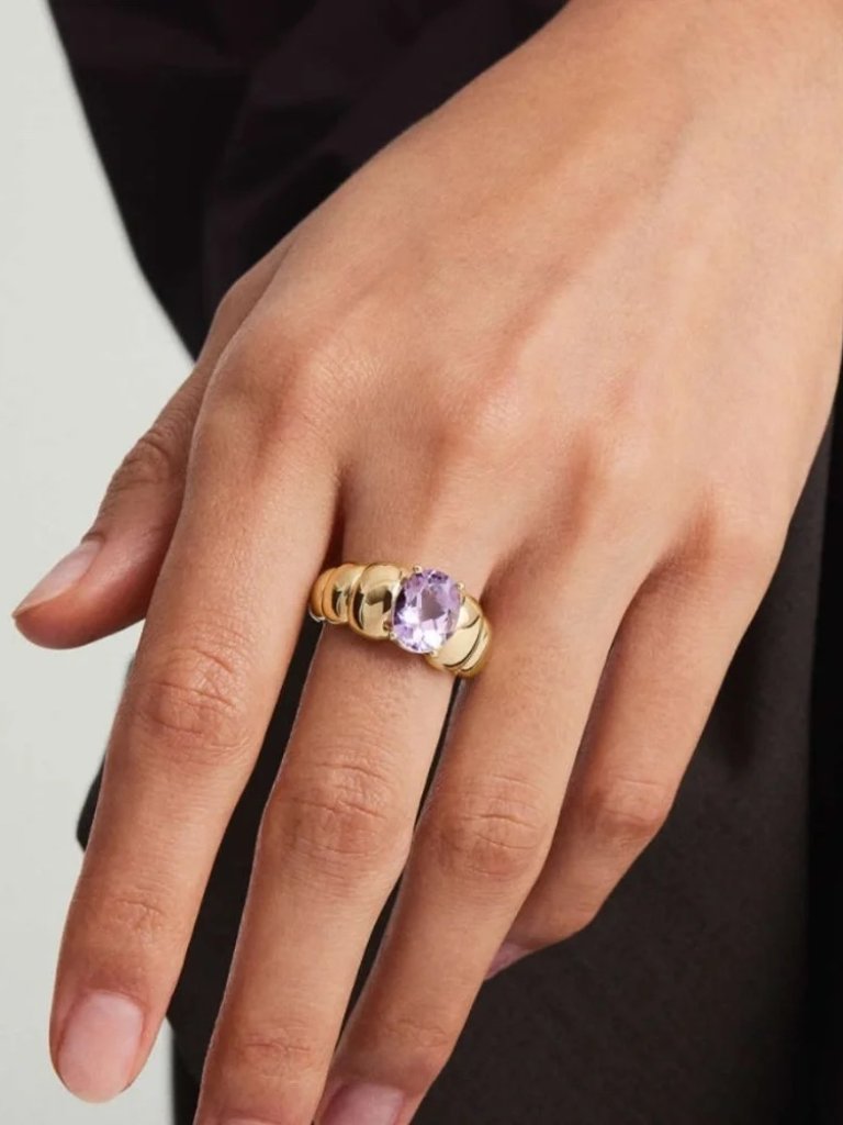 Mejuri 14k Gold Puffy Charlotte Amethyst Ring - Size 6 — image 8 of 8